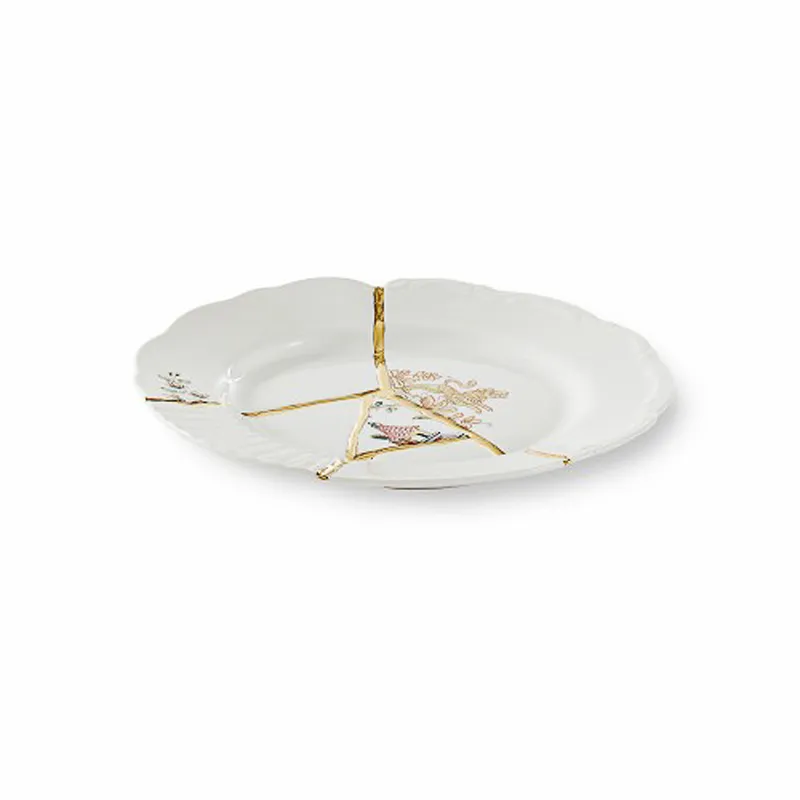 Seletti Kintsugi piatto dessert porcellana oro