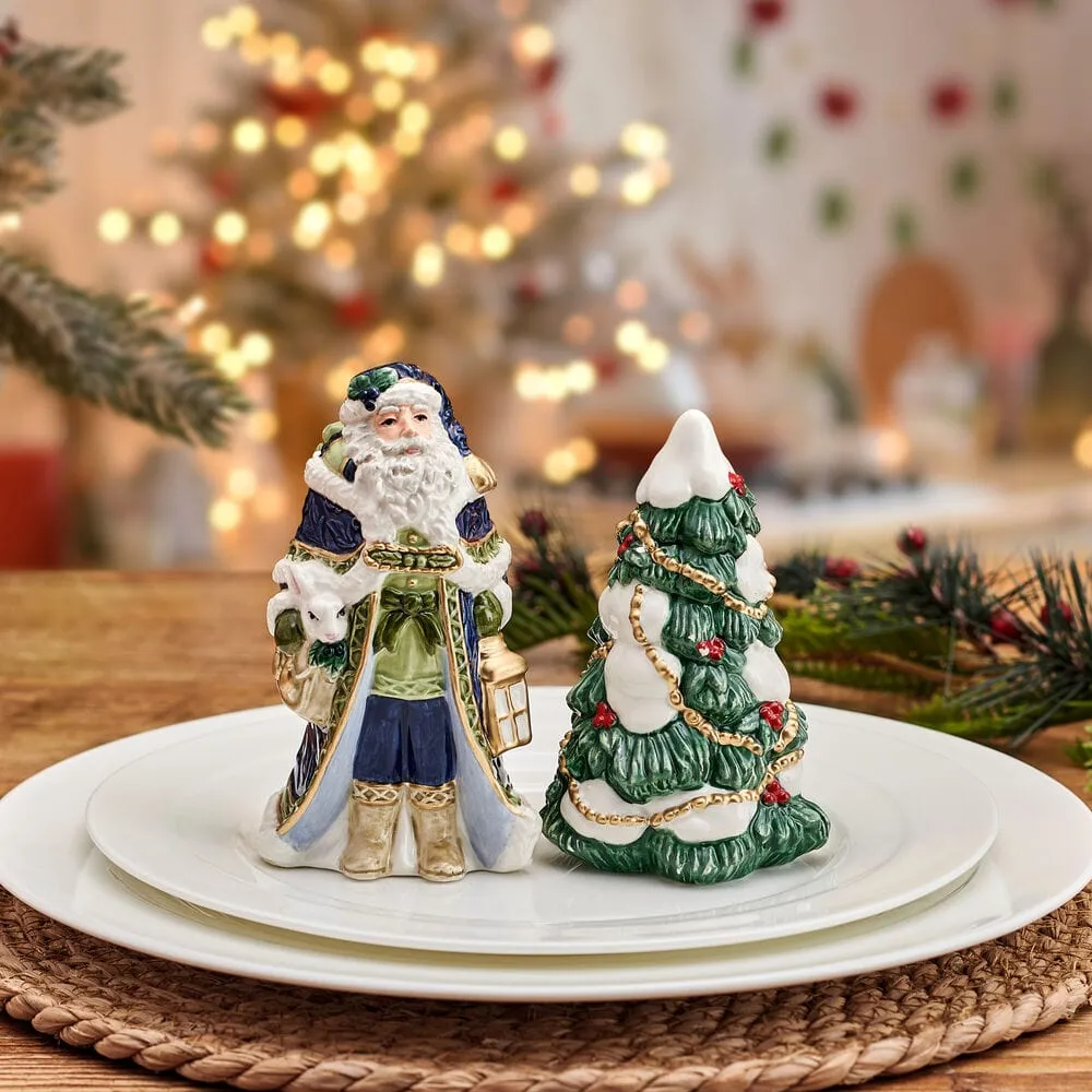 Fitz and Floyd Telluride Blue Santa set sale e pepe blu