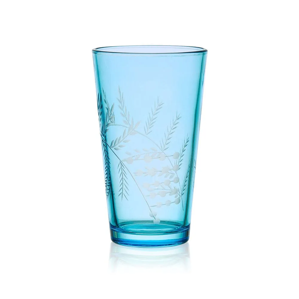 Fitz and Floyd Wildflower set 4 bicchieri highball blu vetro 473ml