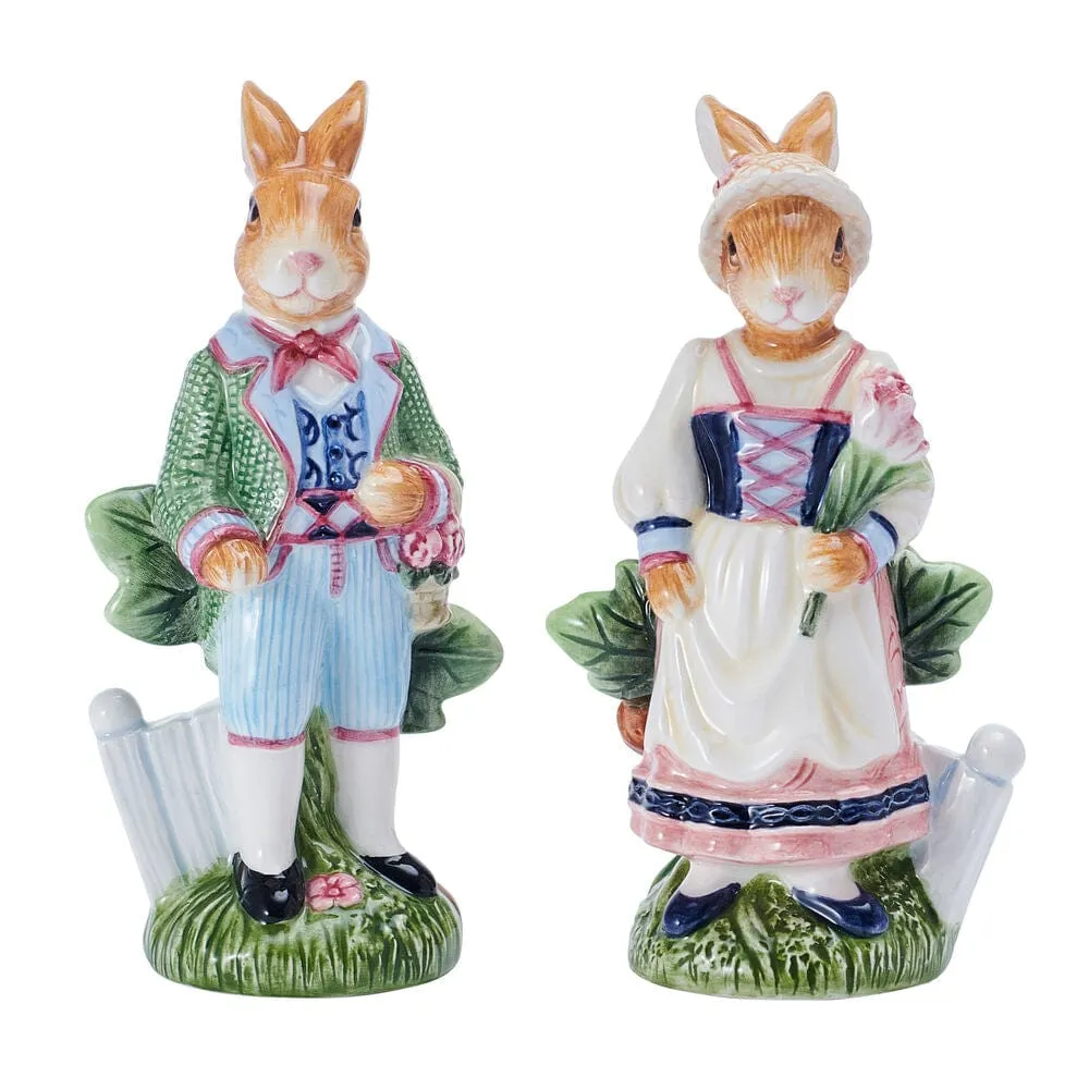 Fitz and Floyd Jardin Rabbit set sale e pepe conigli terracotta